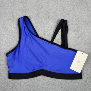 Fabletics Winn III Sports Bra Womens 1X 16-18 Blue Black Low Impact Workout NWT‎